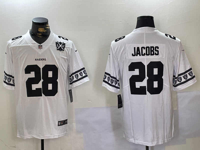 Men's Las Vegas Raiders #28 Josh Jacobs White Limited Stitched Jersey 2