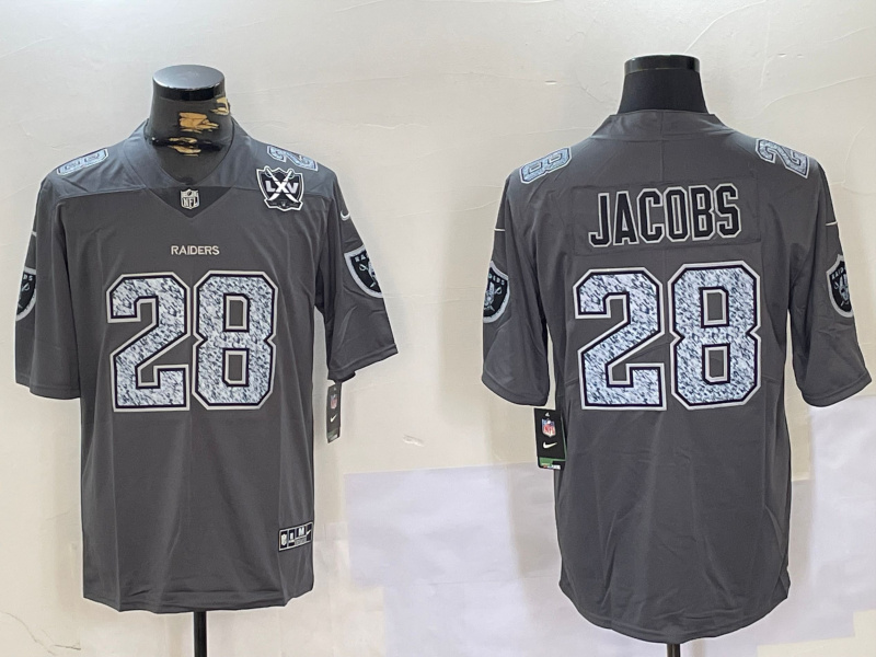 Men's Las Vegas Raiders #28 Josh Jacobs Grey Limited Stitched Jersey 3