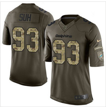 Nike Miami Dolphins #93 Ndamukong Suh Green Men's Stitched NFL Limited Salute to Service Jersey
