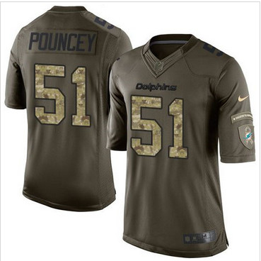 Nike Miami Dolphins #51 Mike Pouncey Green Men's Stitched NFL Limited Salute to Service Jersey