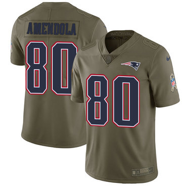 Nike Patriots #80 Danny Amendola Olive Men's Stitched NFL Limited 2017 Salute To Service Jersey