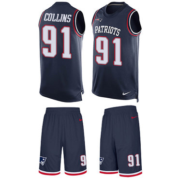 Nike Patriots #91 Jamie Collins Navy Blue Team Color Men's Stitched NFL Limited Tank Top Suit Jersey