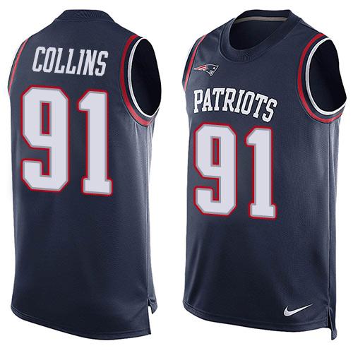 Nike Patriots #91 Jamie Collins Navy Blue Team Color Men's Stitched NFL Limited Tank Top Jersey