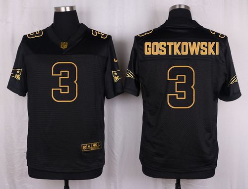 Nike Patriots #3 Stephen Gostkowski Pro Line Black Gold Collection Men's Stitched NFL Elite Jersey
