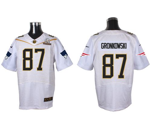 Nike Patriots #87 Rob Gronkowski White 2016 Pro Bowl Men's Stitched NFL Elite Jersey