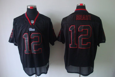 2012 NEW NFL New England Patriots 12 Tom Brady Lights Out Black Elite Jerseys