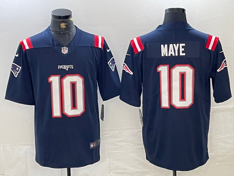 Men's New England Patriots #10 Drake Maye 2024 Draft Vapor Limited Stitched Football Jersey