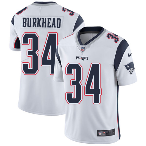 Men's New England Patriots #34 Rex Burkhead White Road Vapor Limited Jersey
