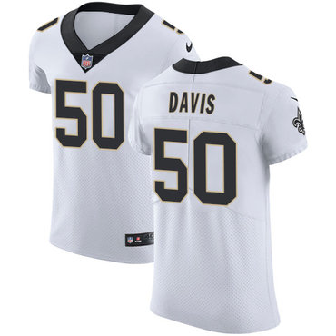 Nike Saints #50 DeMario Davis White Men's Stitched NFL Vapor Untouchable Elite Jersey