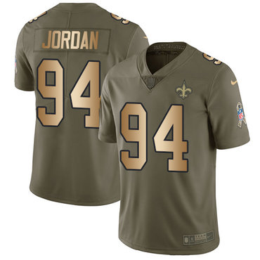 Nike Saints #94 Cameron Jordan Olive Gold Men's Stitched NFL Limited 2017 Salute To Service Jersey