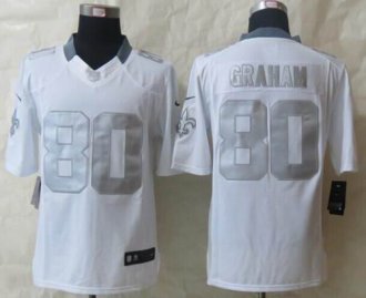 Nike New Orleans Saints #80 Jimmy Graham White NFL Limited Platinum Jersey