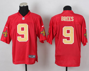 2014 nfl Saints #9 Brees QB red jerseys