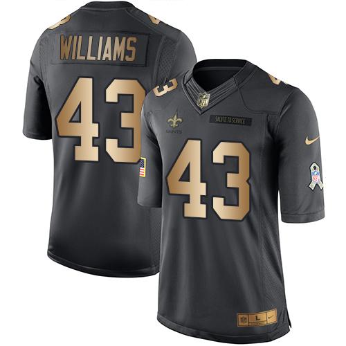 Nike Saints #43 Marcus Williams Black Men's Stitched NFL Limited Gold Salute To Service Jersey