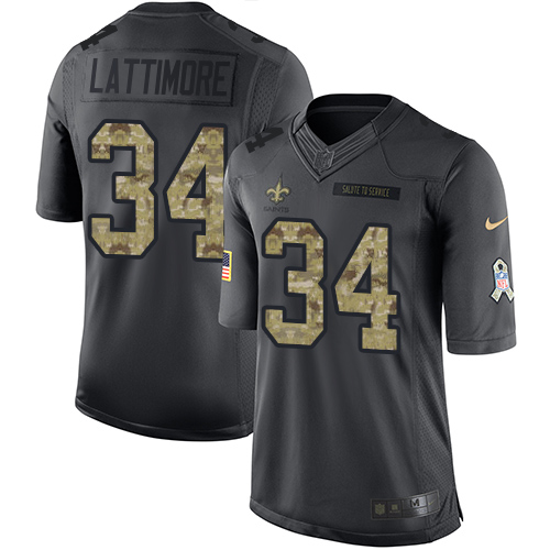 Nike Saints #34 Marshon Lattimore Black Men's Stitched NFL Limited 2016 Salute To Service Jersey