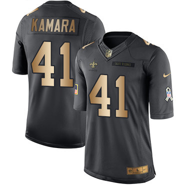 Nike Saints #41 Alvin Kamara Black Men's Stitched NFL Limited Gold Salute To Service Jersey