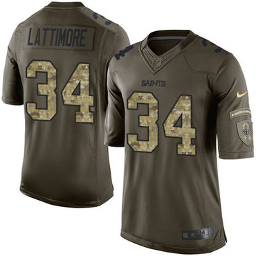 Nike Saints #34 Marshon Lattimore Green Men's Stitched NFL Limited Salute to Service Jersey