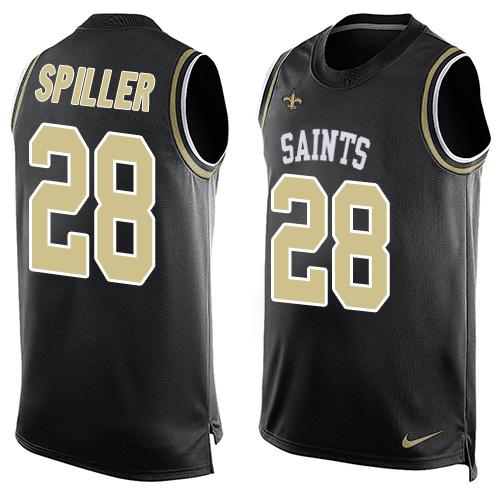 Nike Saints #28 C.J. Spiller Black Team Color Men's Stitched NFL Limited Tank Top Jersey