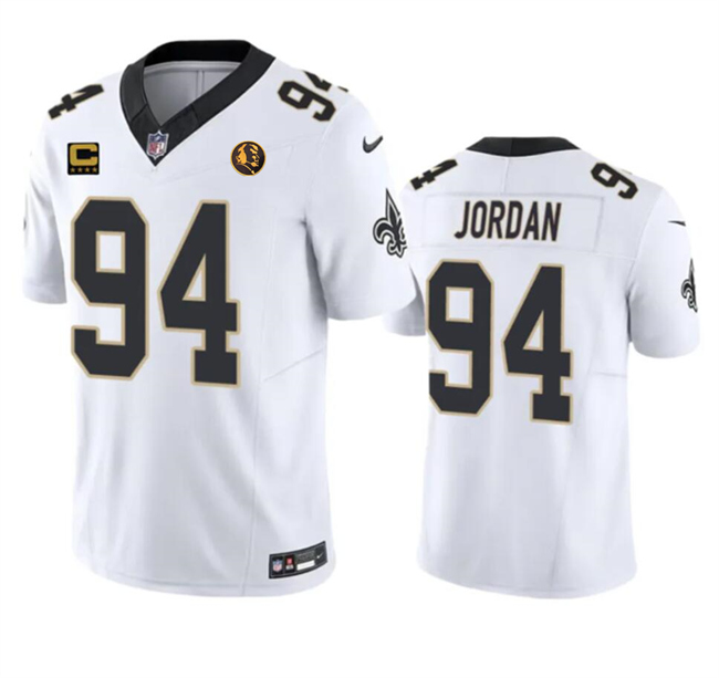 Men's New Orleans Saints #94 Cameron Jordan White 2023 F.U.S.E. With 4-Star C Patch And John Madden Patch Vapor Limited Stitched Football Jersey