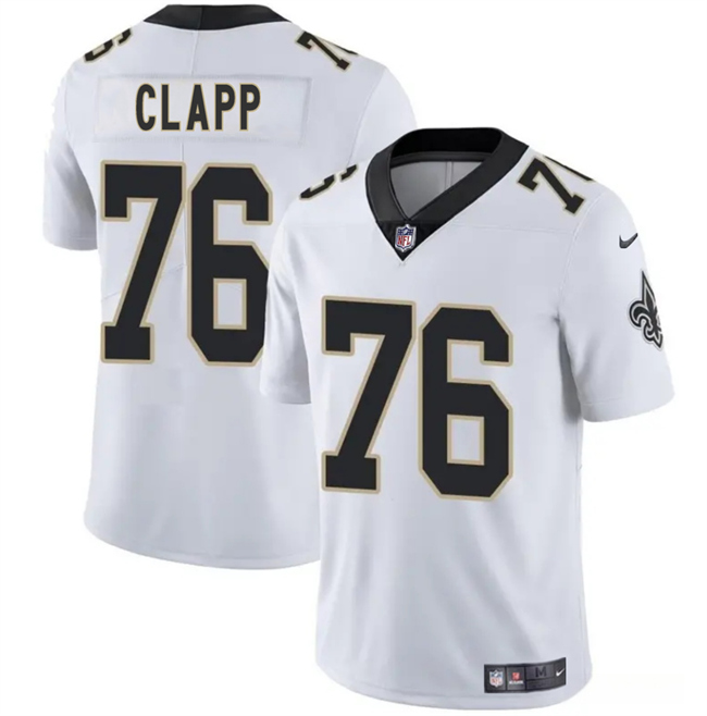 Men's New Orleans Saints #76 Will Clapp White 2025 Vapor Limited Stitched Football Jersey