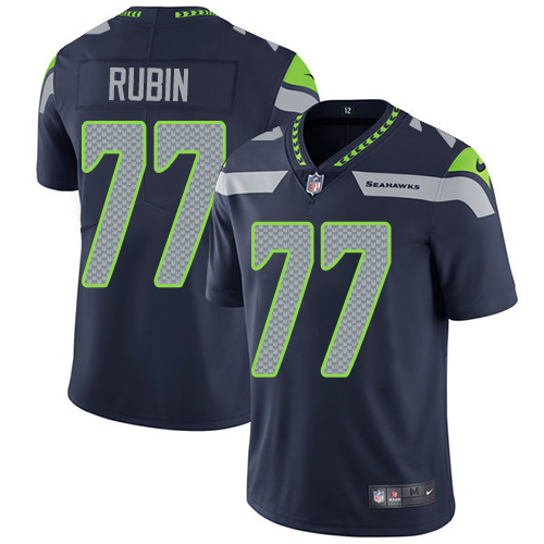Nike Seahawks #77 Ahtyba Rubin Steel Blue Team Color Men's Stitched NFL Vapor Untouchable Limited Jersey