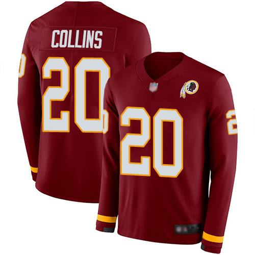 Redskins #20 Landon Collins Burgundy Red Team Color Men's Stitched Football Limited Therma Long Sleeve Jersey
