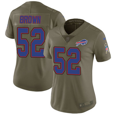 Nike Bills #52 Preston Brown Olive Women's Stitched NFL Limited 2017 Salute to Service Jersey