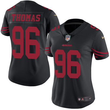 Nike 49ers #96 Solomon Thomas Black Women's Stitched NFL Limited Rush Jersey