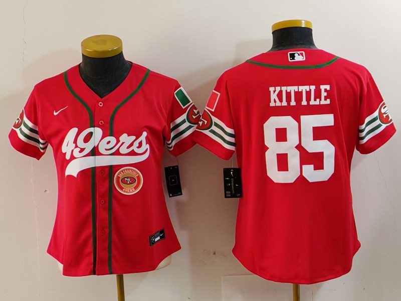 Women's San Francisco 49ers #80 Jerry Rice Red Mexico With Patch Cool Base Stitched Baseball Jersey(Run Small) 2