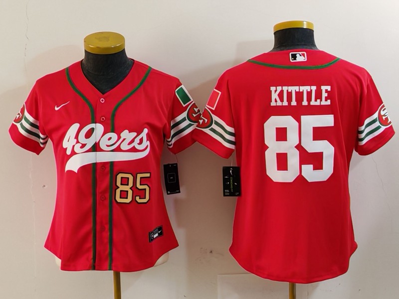 Women's San Francisco 49ers #80 Jerry Rice Red Mexico With Patch Cool Base Stitched Baseball Jersey(Run Small) 1