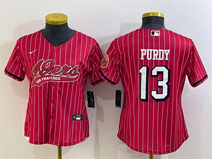 Women's San Francisco 49ers #13 Brock Purdy New Red With Patch Cool Base Stitched Baseball Jersey(Run Small)S