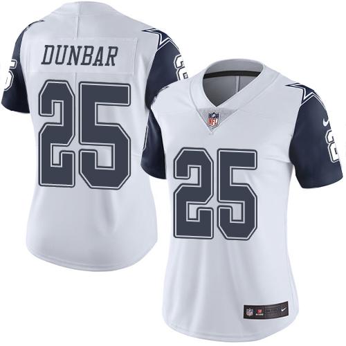 Nike Cowboys #25 Lance Dunbar White Women's Stitched NFL Limited Rush Jersey