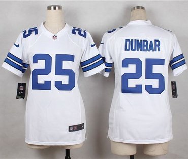 Women New Cowboys #25 Lance Dunbar White NFL Elite Jersey