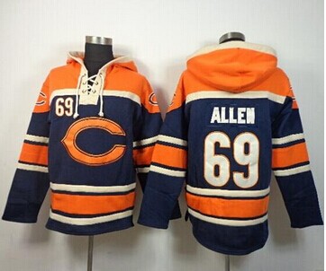 Nike Bears #69 Jared Allen Navy Blue Sawyer Hooded Sweatshirt NFL Hoodie