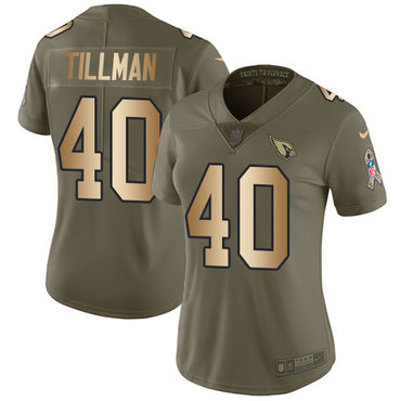 Nike Cardinals #40 Pat Tillman Olive Gold Women's Stitched NFL Limited 2017 Salute to Service Jersey