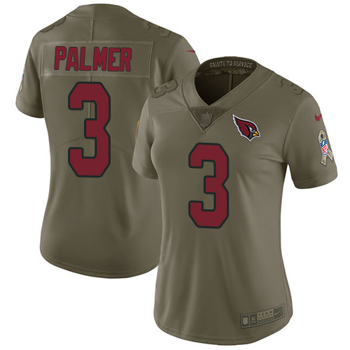 Nike Cardinals #3 Carson Palmer Olive Women's Stitched NFL Limited 2017 Salute to Service Jersey