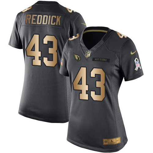 Nike Cardinals #43 Haason Reddick Black Women's Stitched NFL Limited Gold Salute to Service Jersey