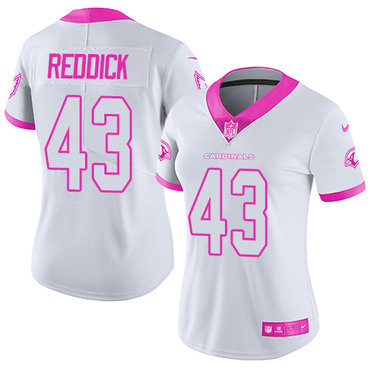Nike Cardinals #43 Haason Reddick White Pink Women's Stitched NFL Limited Rush Fashion Jersey