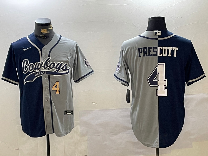 Men's Dallas Cowboys #4 grey Team With Patch Cool Base Stitched Baseball Jersey 6