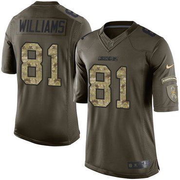 Nike Chargers #81 Mike Williams Green Men's Stitched NFL Limited Salute to Service Jersey