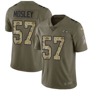 Nike Ravens #57 C.J. Mosley Olive Camo Men's Stitched NFL Limited 2017 Salute To Service Jersey
