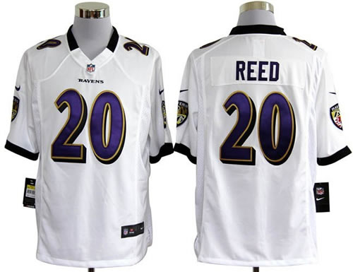 2012 baltimore ravens 20 ed reed white jerseys (game)