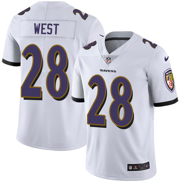 Nike Ravens #28 Terrance West White Men's Stitched NFL Vapor Untouchable Limited Jersey