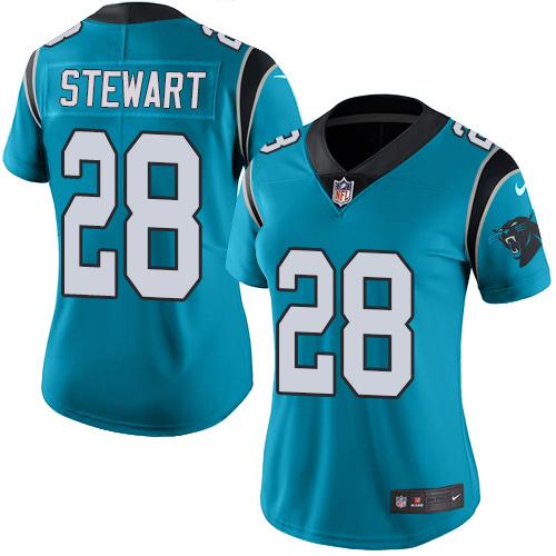 Nike Panthers #28 Jonathan Stewart Blue Alternate Women's Stitched NFL Vapor Untouchable Limited Jersey