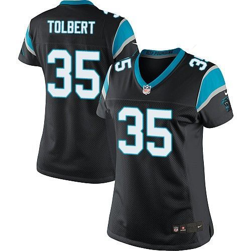 Nike Panthers #35 Mike Tolbert Black Team Color Women's Stitched NFL Elite Jersey