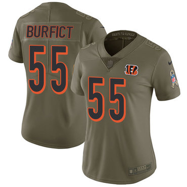 Nike Bengals #55 Vontaze Burfict Olive Women's Stitched NFL Limited 2017 Salute to Service Jersey