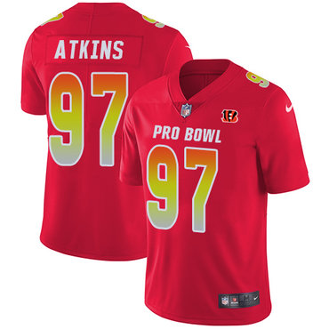 Nike Bengals #97 Geno Atkins Red Women's Stitched NFL Limited AFC 2018 Pro Bowl Jersey