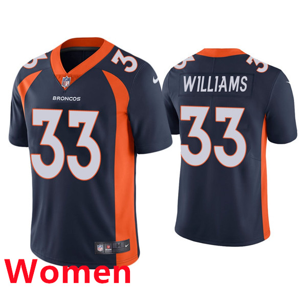 Women Nike Denver Broncos #33 Javonte Williams Navy Blue Jersey