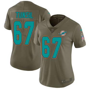 Nike Dolphins #67 Laremy Tunsil Olive Women's Stitched NFL Limited 2017 Salute to Service Jersey