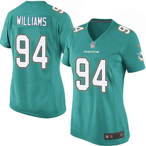 Women's Nike Dolphins #94 Mario Williams Aqua Green Team Color Stitched NFL Elite Jersey