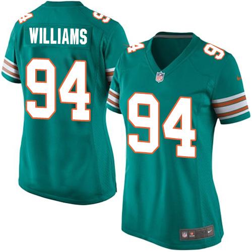 Women's Nike Dolphins #94 Mario Williams Aqua Green Alternate Stitched NFL Elite Jersey